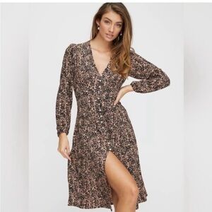 Wilfred Black and Pink Floral Midi Dress